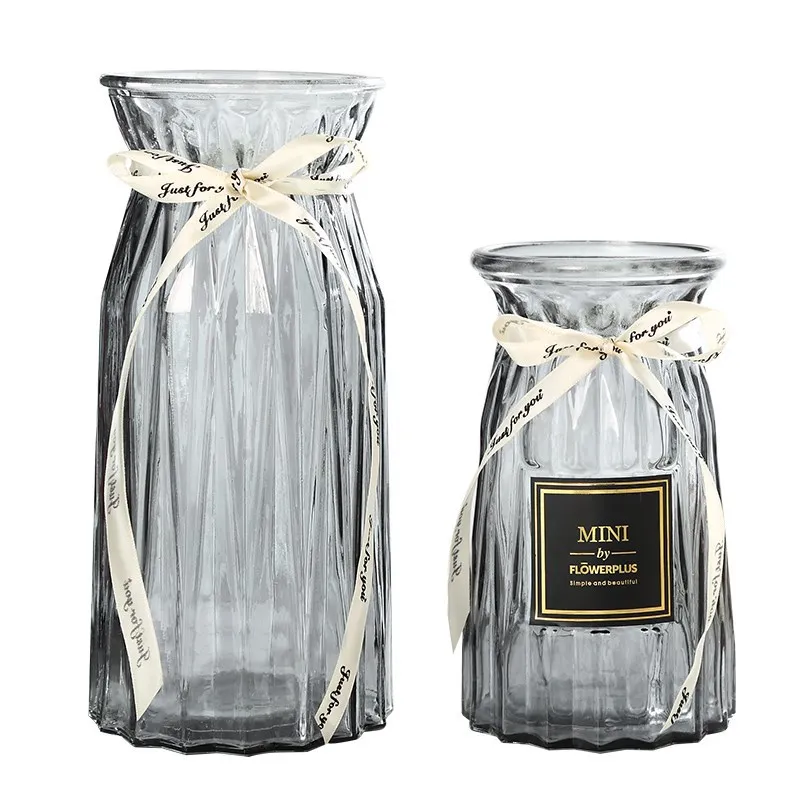 Оптовая продажа, домашние декоративные цветные прозрачные стеклянные вазы для цветов