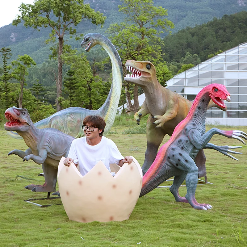 Fiberglass resin jungle animal props lifelike dinosaur statue dinosaur egg statue for rental shop decor