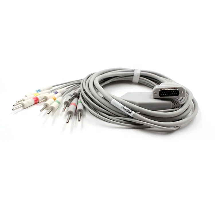 Plinma OEM medical supplier compatible with Nihon Kohden Cardiocap One-Piece 10-Lead ECG patient cable EKG Cable lead wire