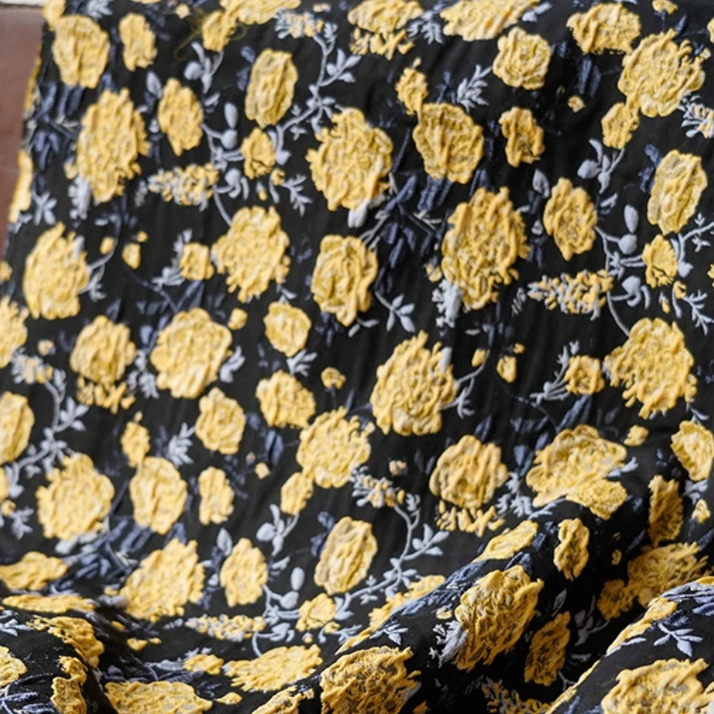 186GSM mix fabric brocade bubble flowers jacquard fabric for lady fashion dress