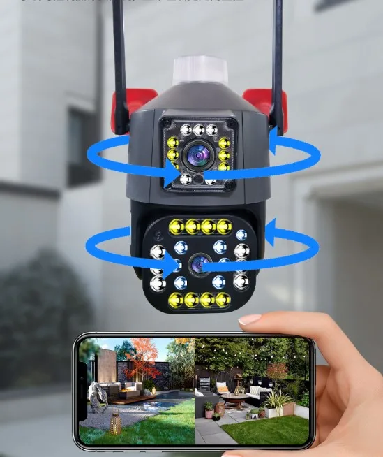 V360pro PTZ WiFi Camera Dual Lens H.265 Dual Video Record Outdoor IP66 Surveillance IP Camera
