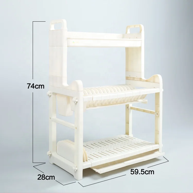 BAOYOUNI 3 Tier Spoon Kitchen Knife Holder Storage Rack Stainless Steel Plastic Organizer Stand Dish Plate Drainer Shelf Racks