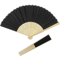 Solid Color Foldable 23pcs Bamboo Ribs Hand Portable Silk Fabric Fans Wedding Party Cheap Gifts Favor with carved