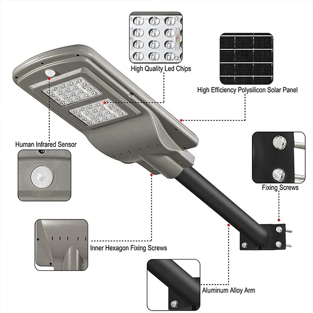 
60w led street lighting fixtures industrial led garden street light solar for parking lot. private road, pathway 