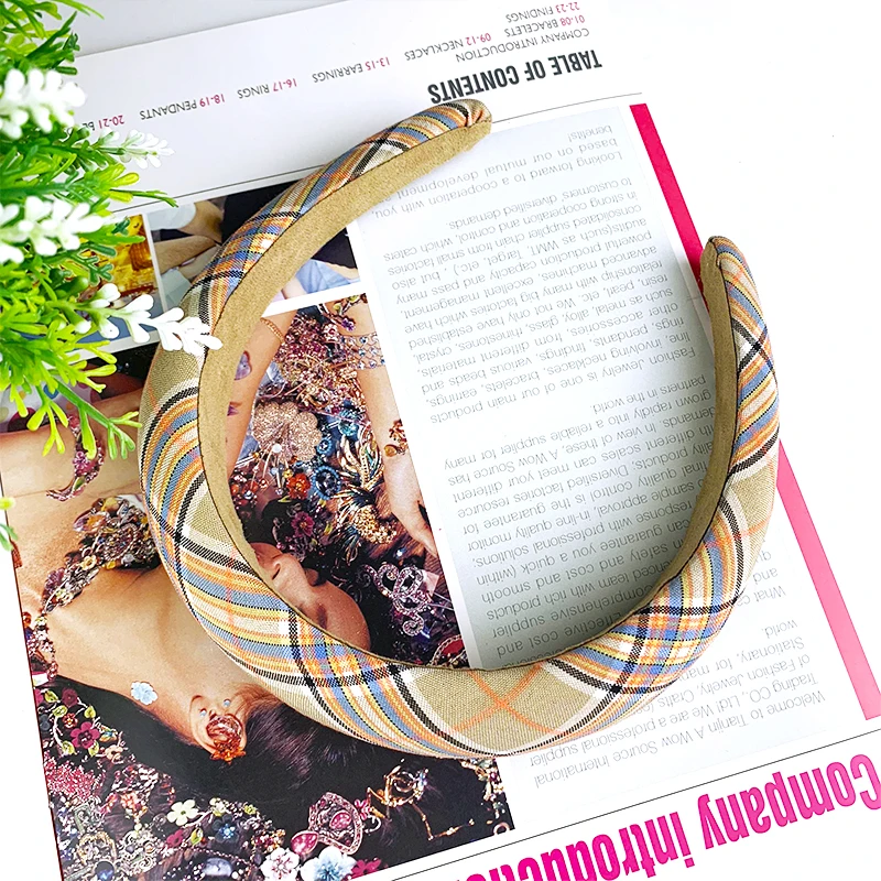 hot selling headbands women grid style fashion headbands polyester headbands women