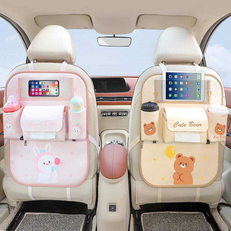 2024 Hot sale high quality multifunctional PVC leather Ipad holder car trunk back seat organizer