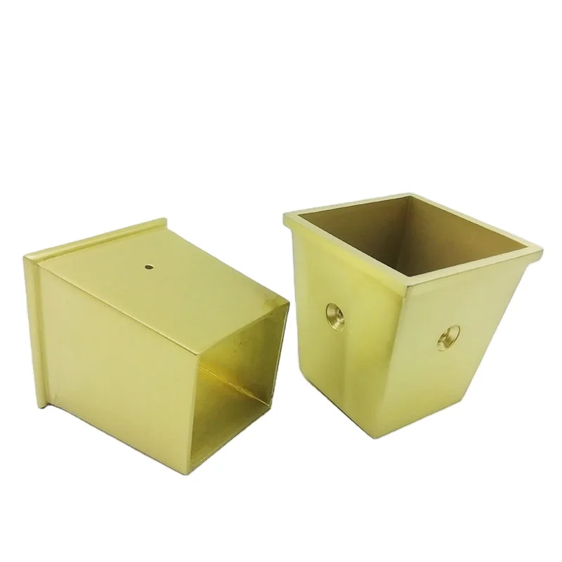 Hoone Mid-Century Modern Legs Chairs Sleeve Fitting Tips Golden Brass Square Chair Leg Caps
