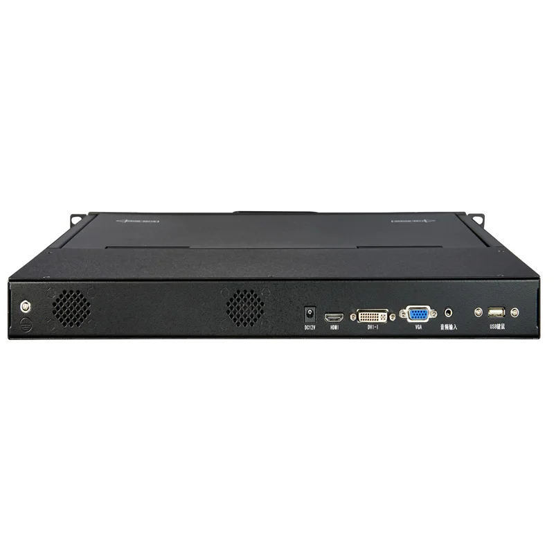 Cheap 1U Rack mount 17.3 inch kvm console 12V power supply  USB Cable DVI port LCD KVM switch