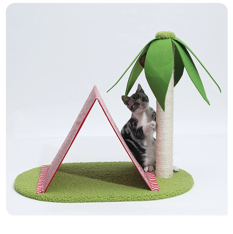 New cat grinding claw toy beach holiday palm tree scratch green funny cat tree