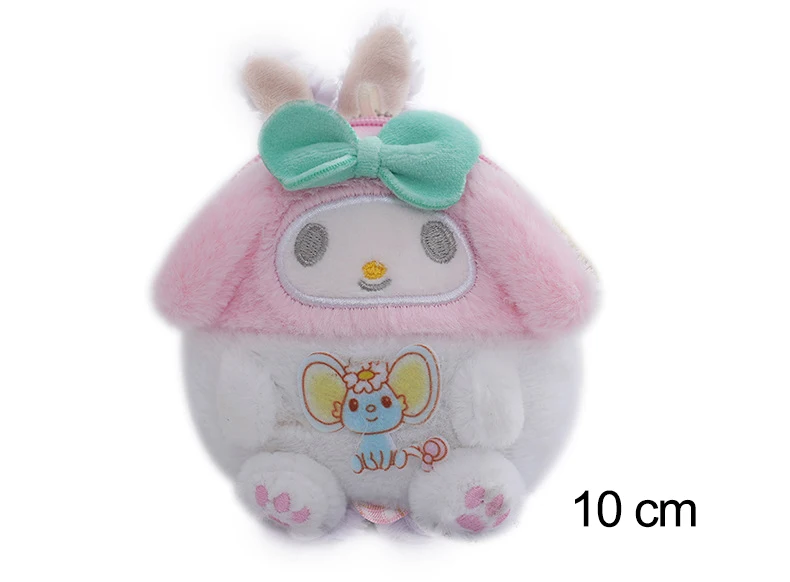 10Cm Kawaii Sanrioed Plush Keychain Bag Keroppi Kuromi Badbadtz-Maru Hellokittys My Melody Pachacco Plush Coin Purse Bag Pendant