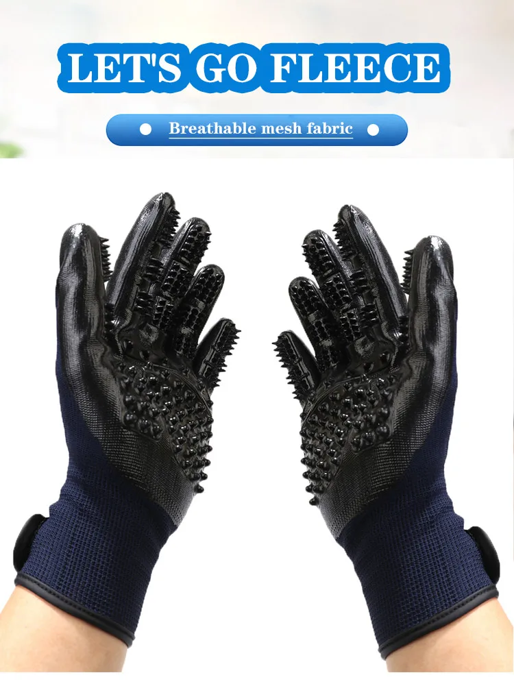 Pet Dog Cat Grooming Glove Gentle Deshedding Brush Glove Efficient Pet Hair Remover Mitt