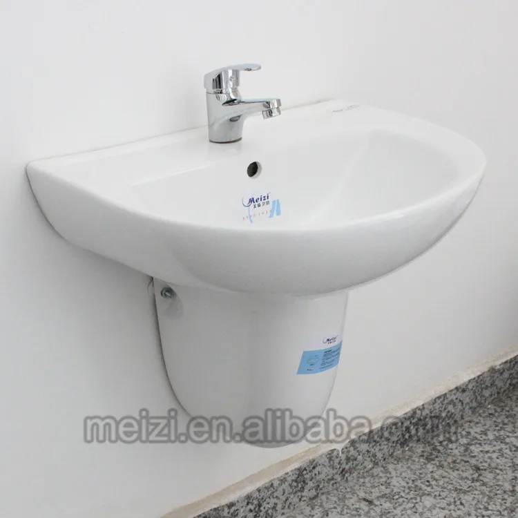 Ceramic wash hand hanging semi-pedestal sinks