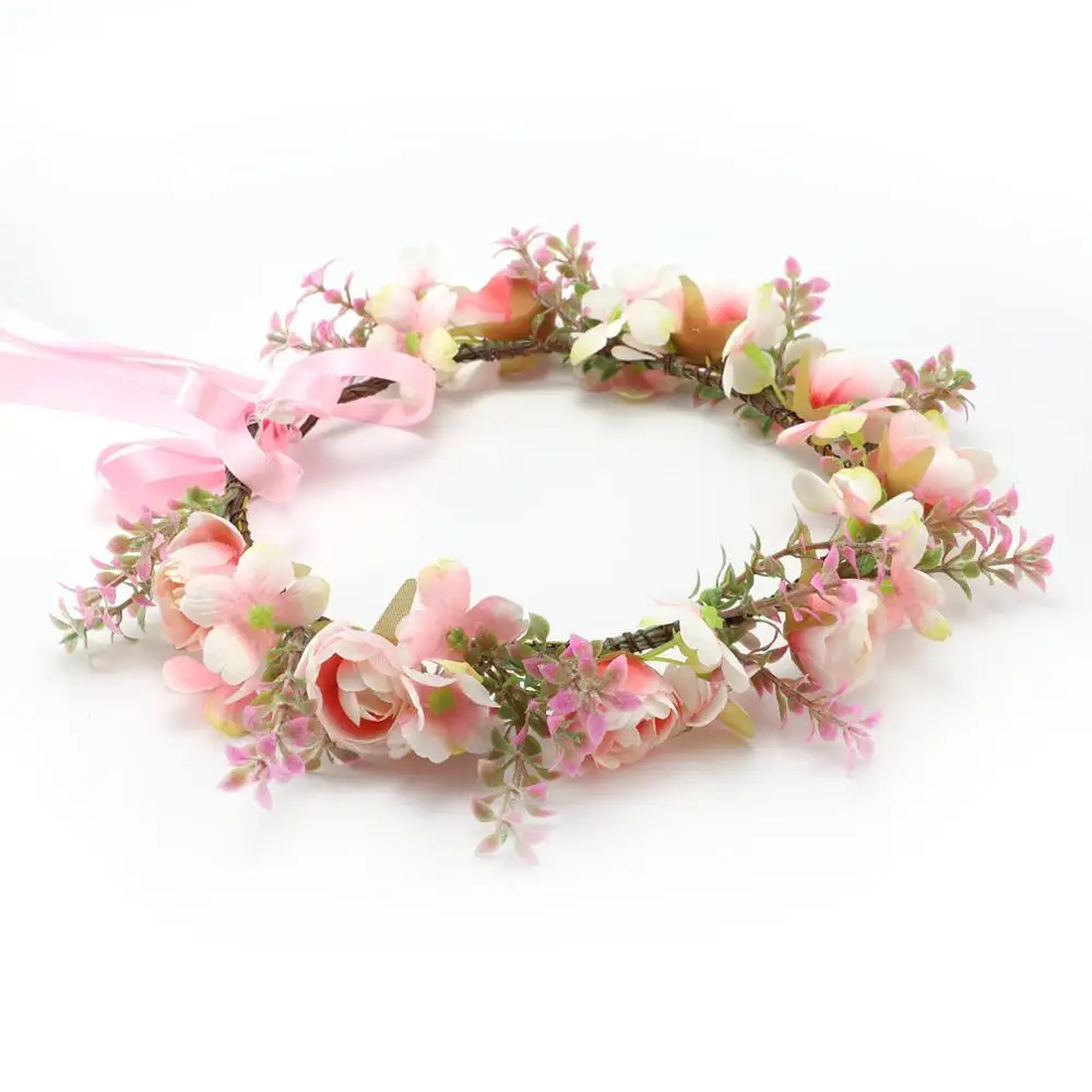 fc620 New Design Pink Wild Flower Headband Artificial Flower Crown for Adult Girl Kid