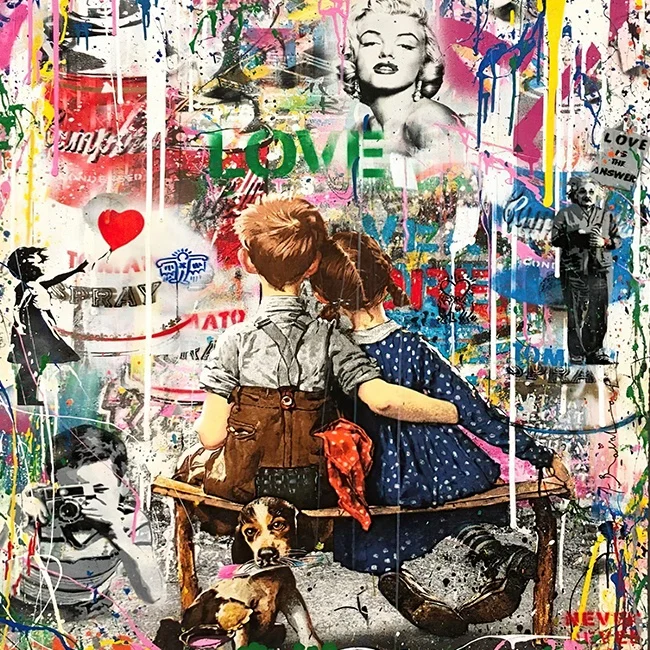 Wall Art Picture Street Art Banksy Graffiti Art Posters Girl&Boy Oil Canvas Printed With Balloons Room
