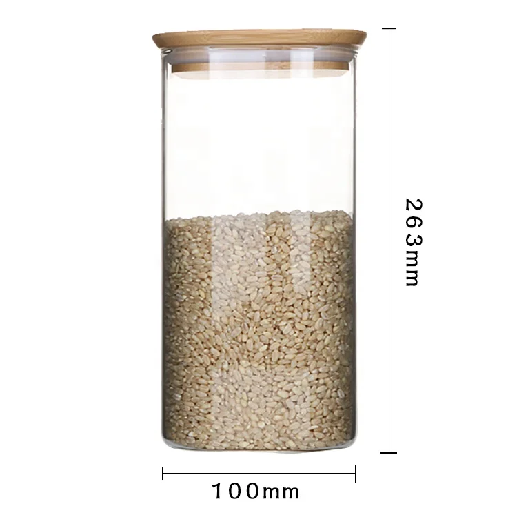 
Glass Kitchen Canisters Clear Glass Food Storage Jar With Airtight Bamboo Lids 
