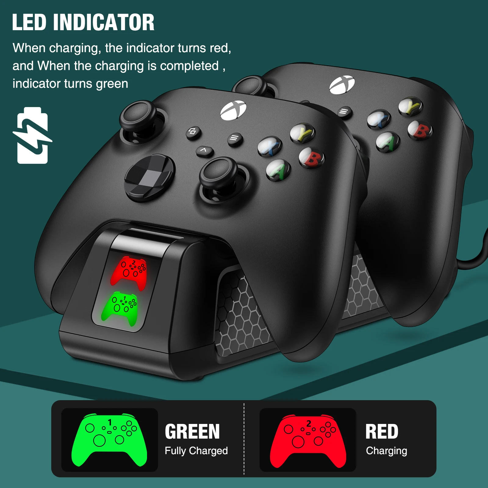 USB Charging Dock For Xbox Series X/S/Xbox One S/X/Xbox One Wireless Controller + 2 x 1800mAh Rechargeable Batteries With Covers