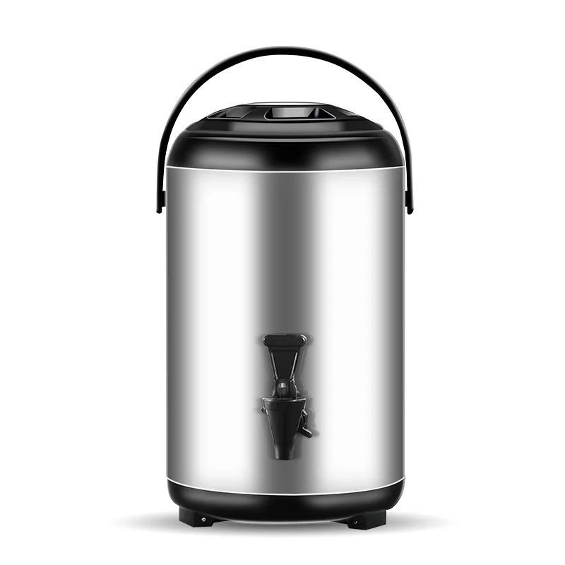 Stainless Steel 8 Litres Heat Insulation Barrel Kitchen Bubble Milk Tea Equipment With Faucet Milk Barrel Sealing