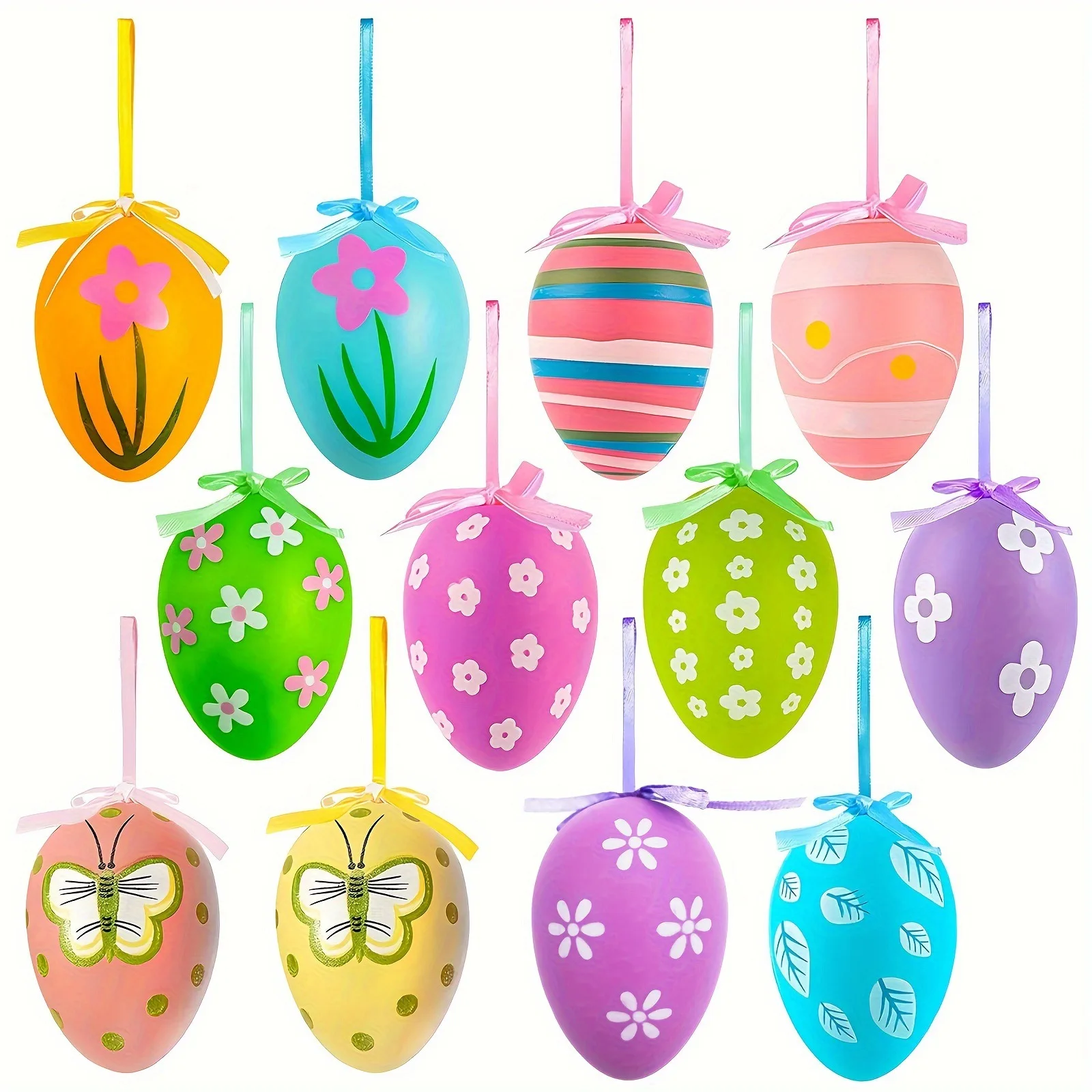 Easter Egg Pattern Party Decorations Factory Stocked Artificial Plastic Inflatable Eggs Home Wedding Hand-Painted Festive Appeal