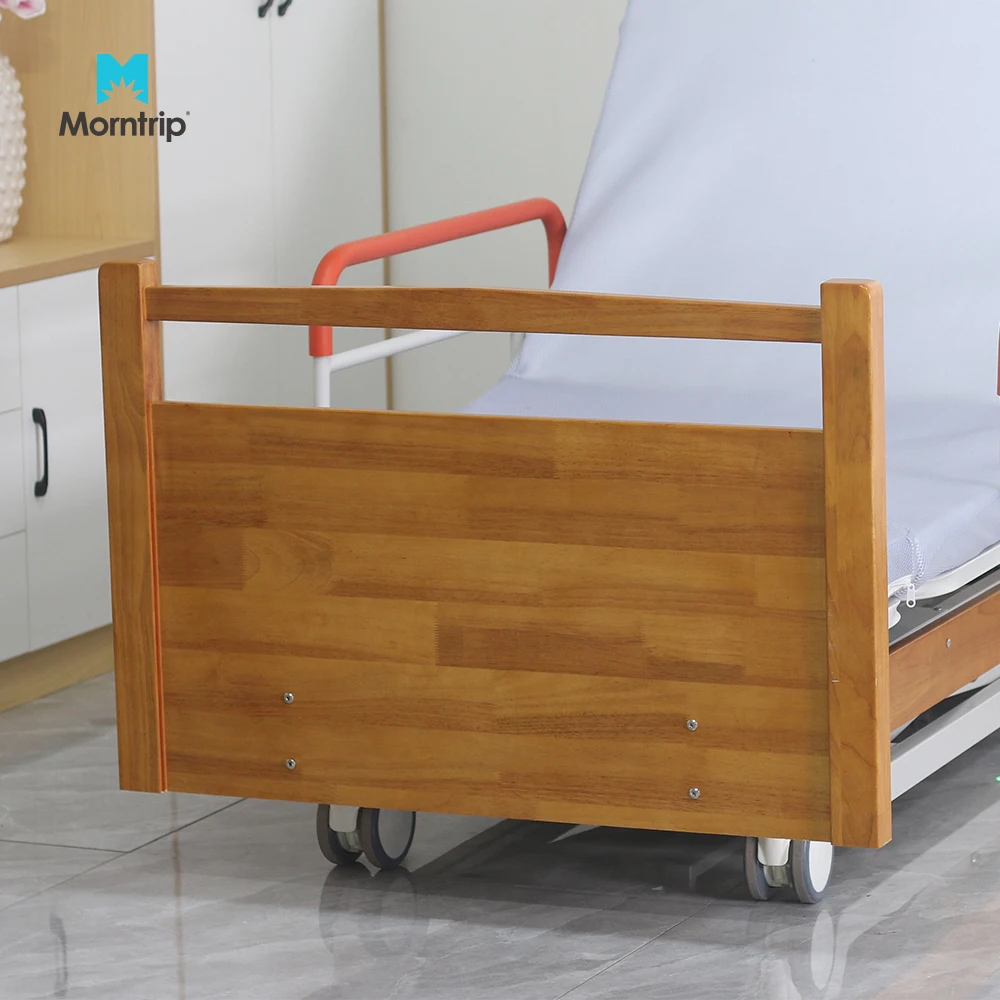 Household Fowlers Bed Style Solid Wood Multi Function Back Lift Remote Control Patient Care Rotating Bed for Long-term Nursing