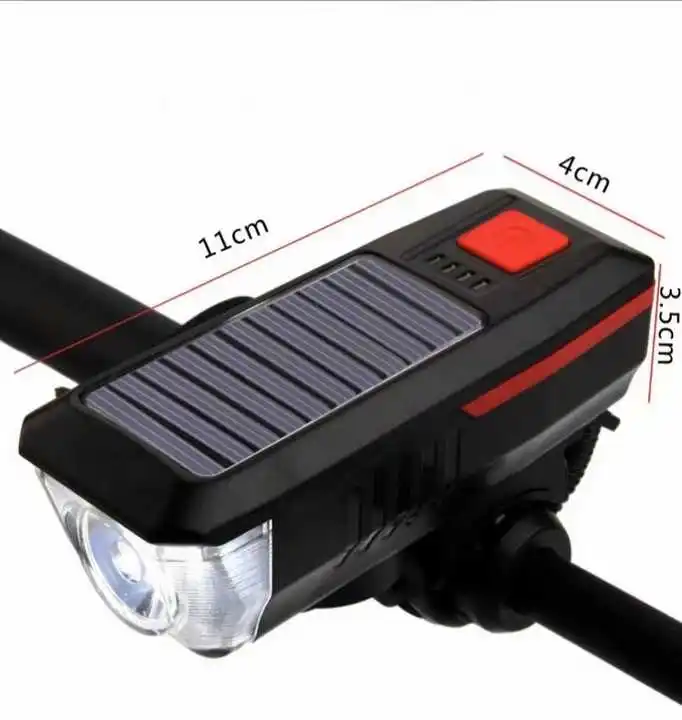 LED Solar Lamp Bicycle Light Horn Headlight Professional Cycling Night Lights Sports Lamps 120DB Waterproof Lamp NIght Light