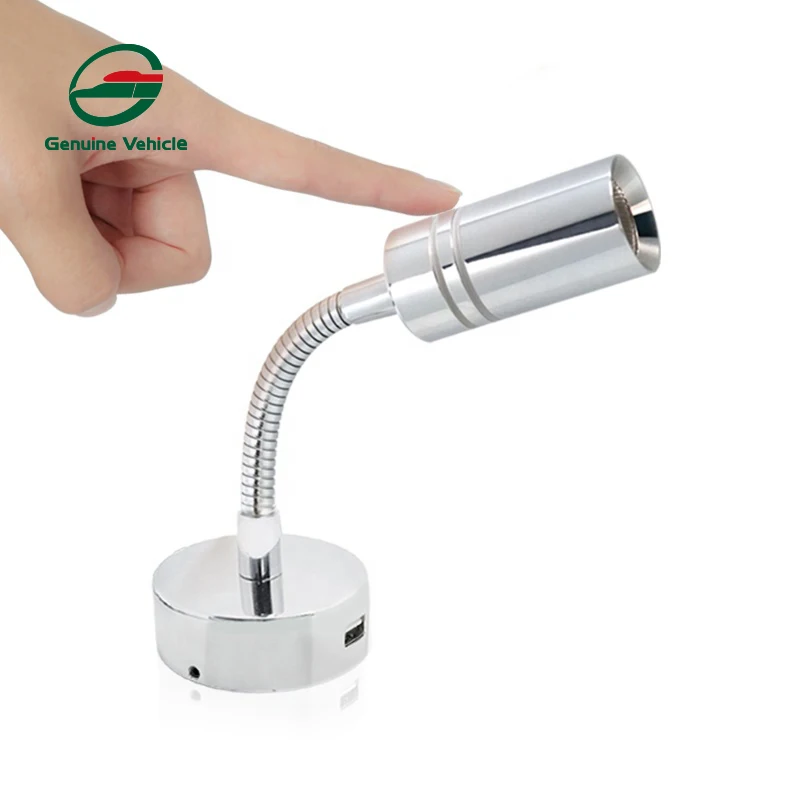 Genuine Vehicle RV Boat Interior Lighting systems 3W LED Dimmer Touch Switch Reading Light With USB Socket For Caravan Motorhome