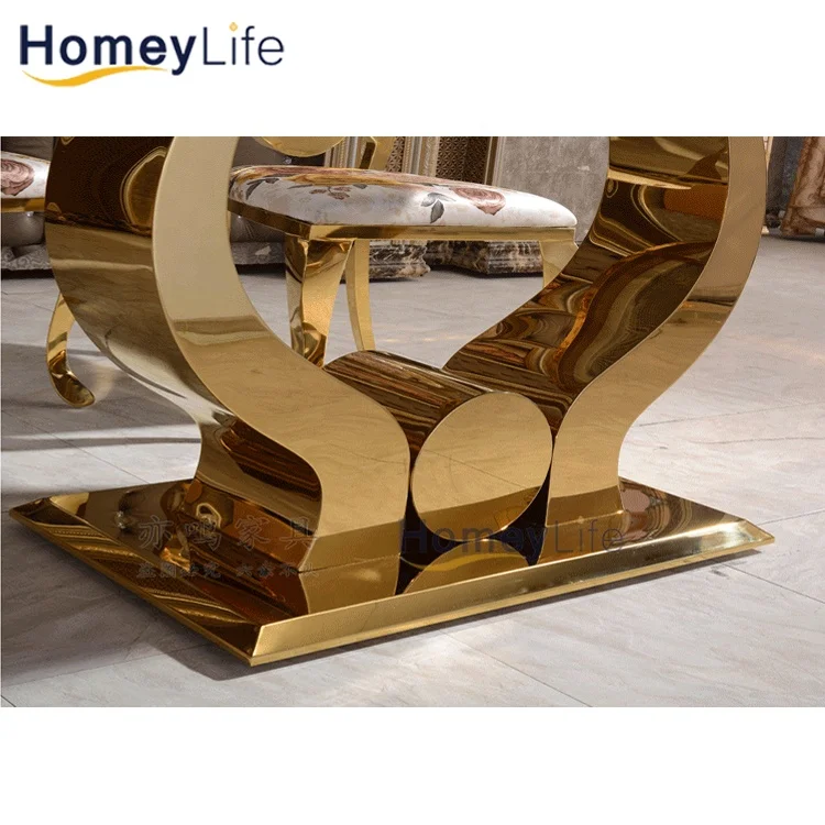 Morden marble dining table marble top dining table set simple gold legs dining table set 6 seater