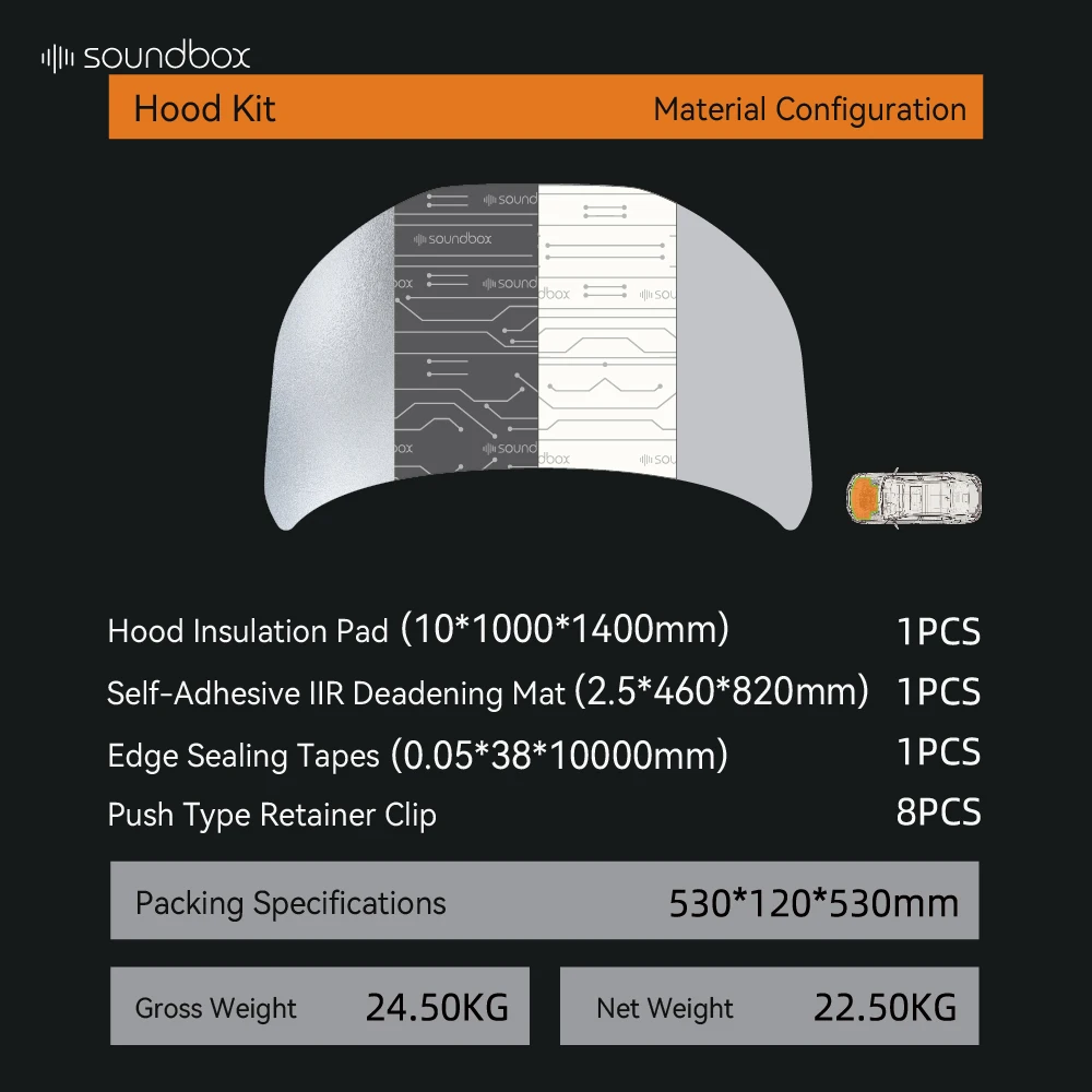 Lastst 53*12*53 CM ECO-friendly sheet butyl rubber, soundproofing materials for Hood Kit/