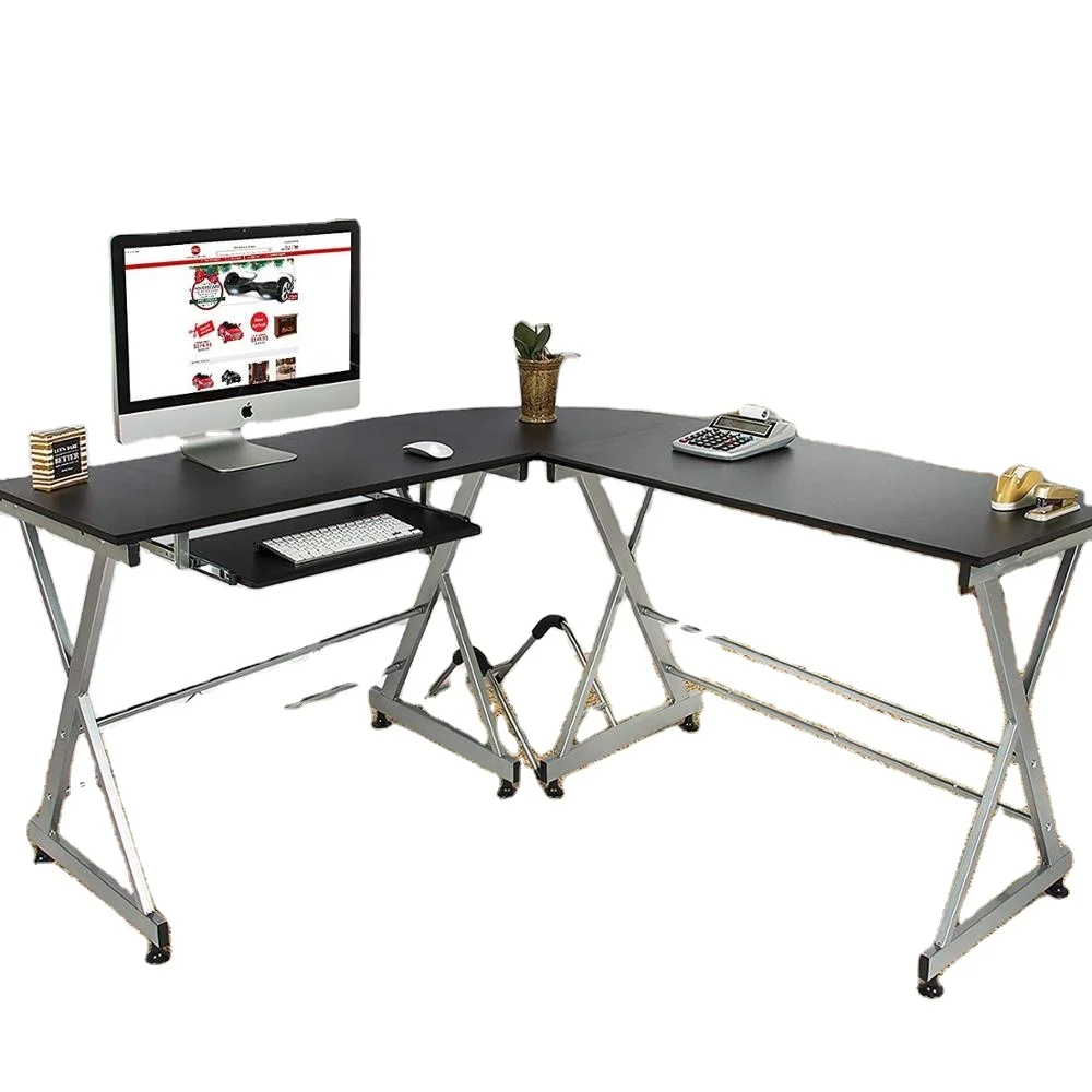 Wooden L Shaped Desk Corner Desk Office Desk Computer Station PC Home Workstation Office Furniture Commercial Furniture Modern