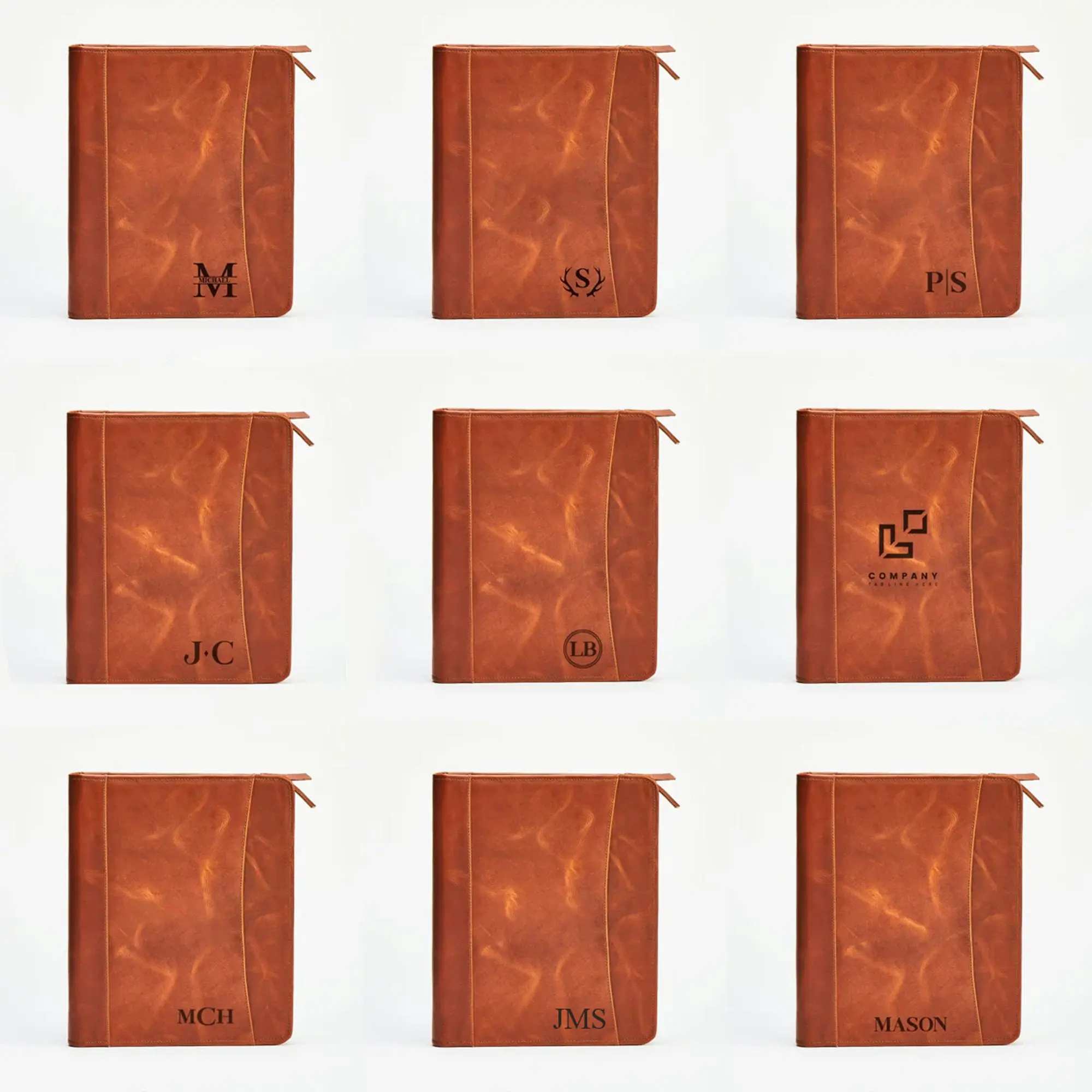 Personalized Leather Zipper Portfolio Business Company Clients Graduation Gift Promotional Tote Bags for Business & Personal Use