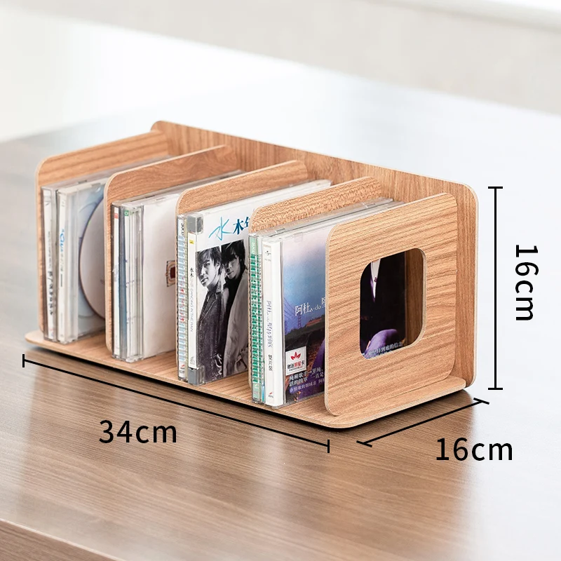 Customized Single-Tier Bamboo CD Rack Creative Wooden Storage Display DVD Movie Disc Record Cabinet Customizable Box Record Rack