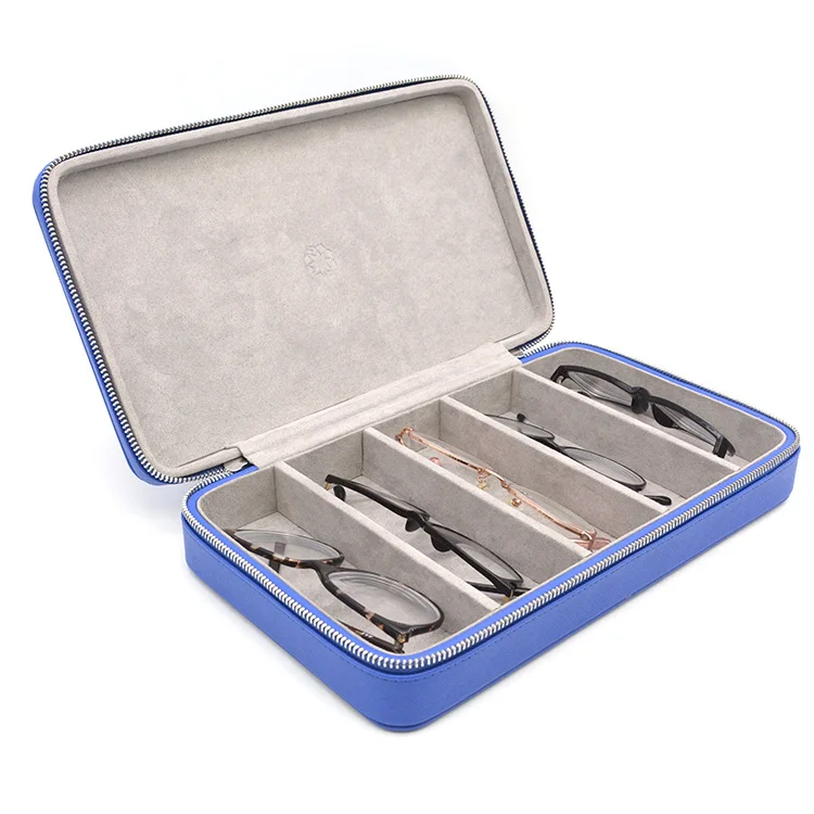 Lux Zipper Wooden Eyewear Presentation Leather Velvet Watch And Sunglasses Hard Organizer Boxes Packaging Cases & Bags 3 5 Slot