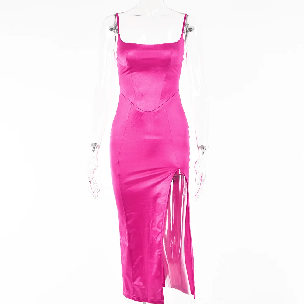 Top Fashion Women In Stock Items Long Sleeveless Casual Dresses Collarless Sexy Party Night Club