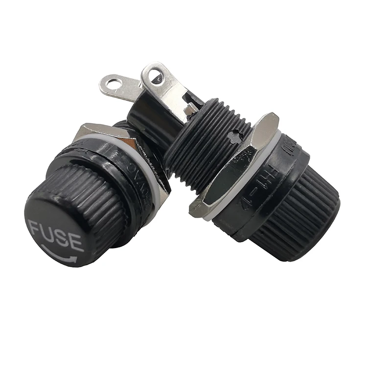 JEC FH1-12  10A 250VAC Black Electrical 5x20mm Screw  Panel Mount Fuse Holder