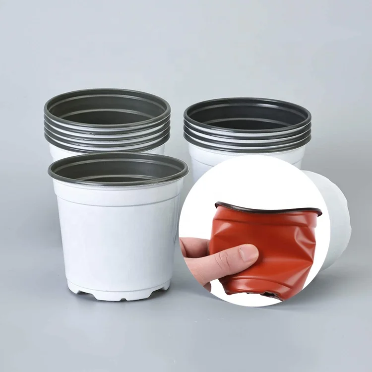 Оптовая продажа, маленькие розовые, белые, черные цветочные суккуленты 2, 4, 6 дюймов, 1, 2, 3 галлона, мягкие пластиковые горшки для растений