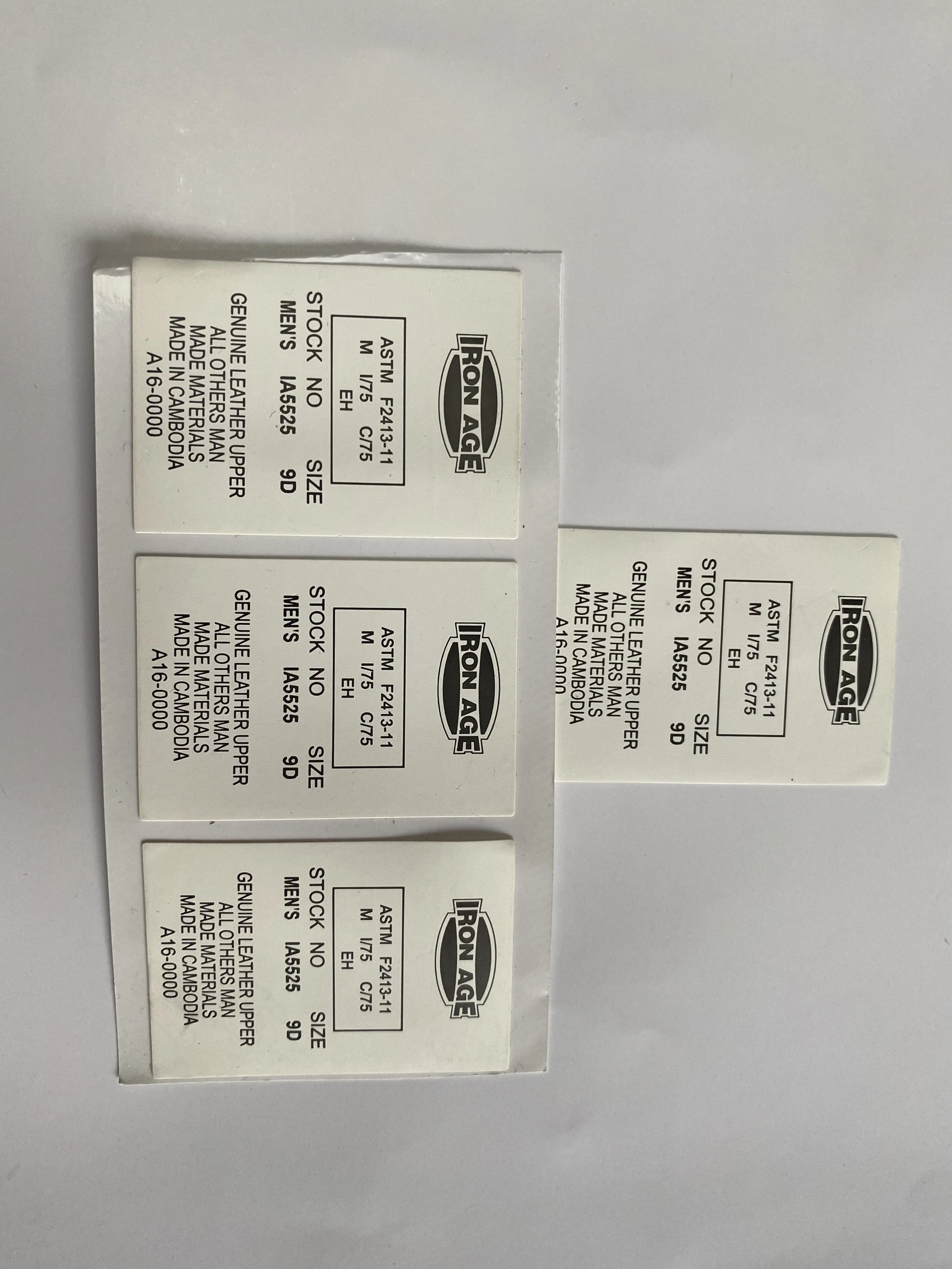 Low Price Low MOQ Thermal Printing Adhesive Care Label for Shoes Footwear Hot Press Composition Fiber Label