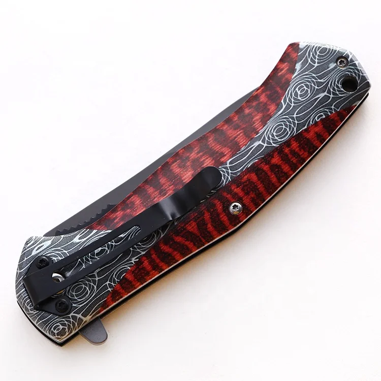 Stainless steel handle knifes folding blade camping hunting knife