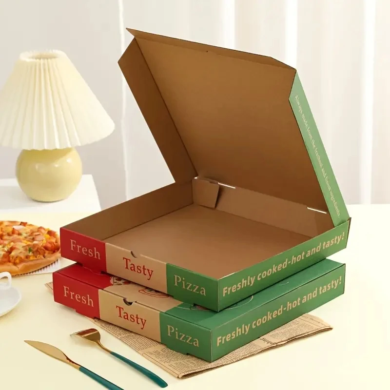Custom Corrugated Paper Pizza Delivery Box Logo Printed Food Container for Pizza Delivery Cartons