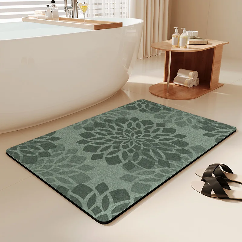 Custom Soft Nano Design Comfy Absorbing Non Anti Slip Quick Drying Super Absorbent Diatomite Bath Mat Bathroom Mat Shower Mat