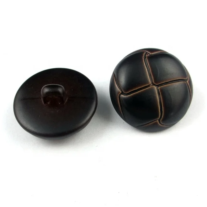 High quality brown color football plastic leather button with shank