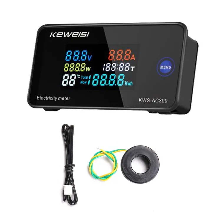 AC50-300V Digital Voltmeter Ammeter Power Current Voltage Temperature Humidity Measurement Device 10A/100A Close-CT Open-CT Opti