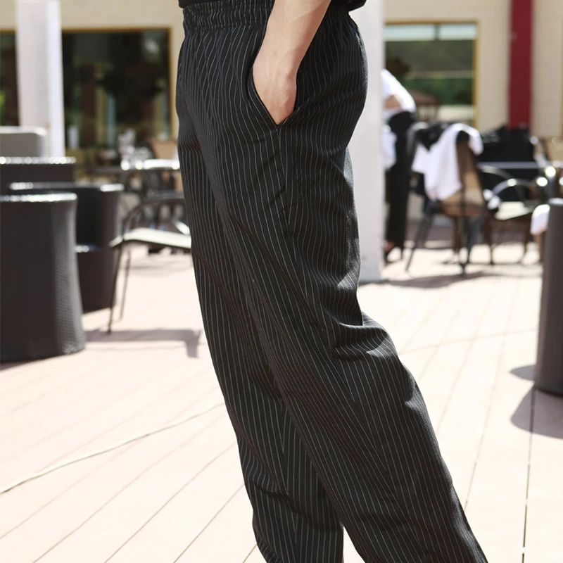 
CHECKEDOUT black Kitchen clothing stripe trousers chef pants for hotel and restaurants 