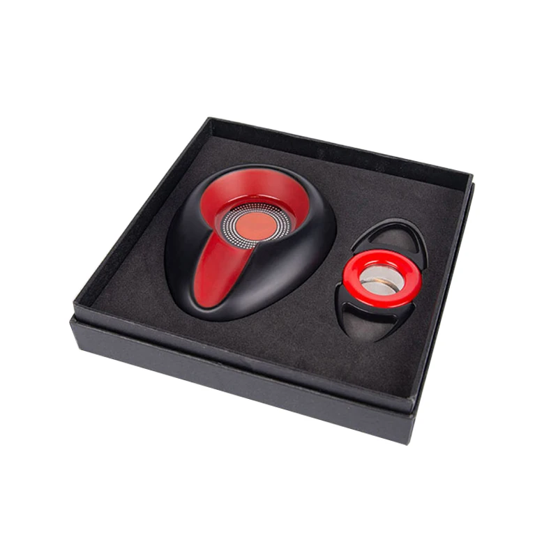 Luxury cigar cutter and ashtray accessories gift sets colorful ashtray combination cigar sets