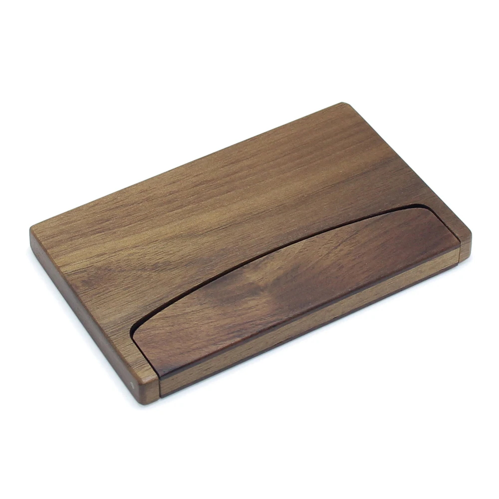 Handmade Walnut Wooden Card Case Name Cardcase Natural Wood Card Box Men Women Wallet Storage Business Card Holder Walnut Wood