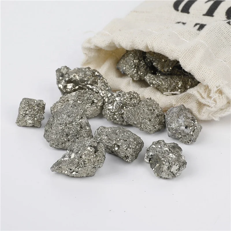 Hot sale natural pyrite chips stone iron ore specimen wishing bottle feng shui raw stone