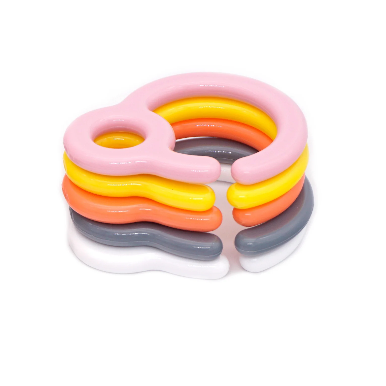 Hanging Teething Baby Plastic Teether Ring Toy Link Hook Rattle Loops Round Connecting Rings For Car Seat Stroller Accessory