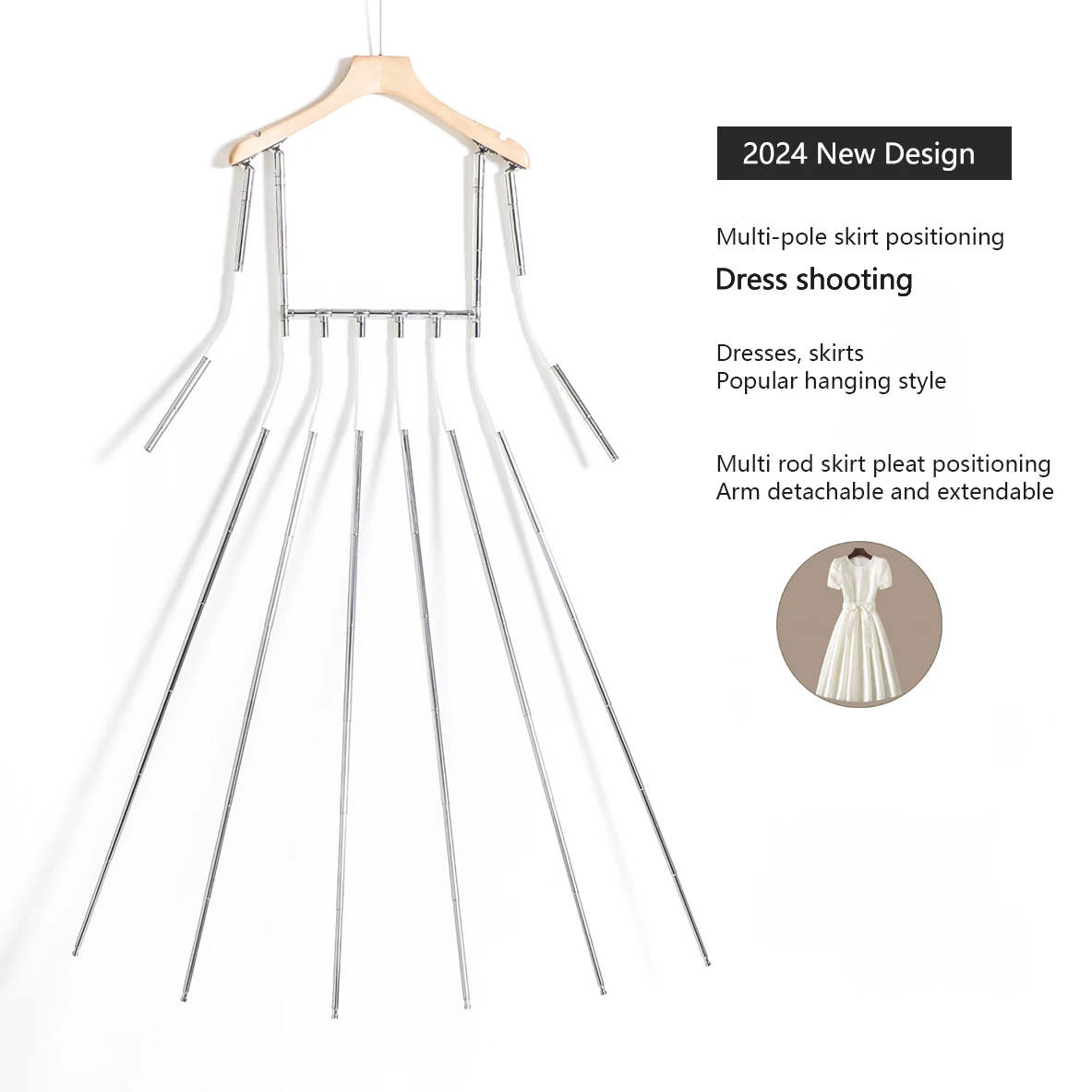 BST Metal Wooden Body Shape Clothing Display Hangers with Adjustable Fashionable Dress Form