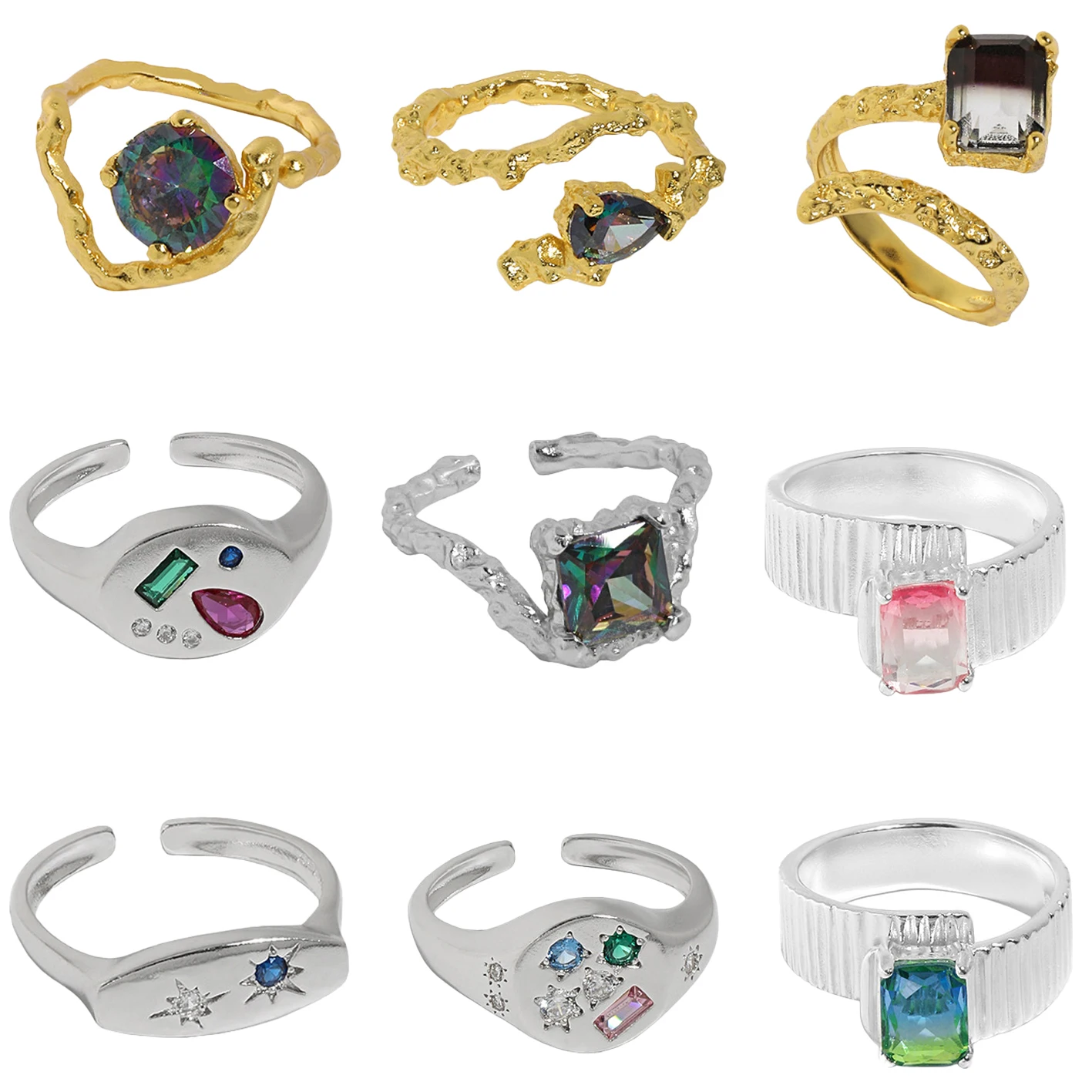 Luxury Silver Rings 925 Rhodium Women Jewelry Baguette Cut Zircon Diamond Rings 925 Sterling Silver Wedding Rings