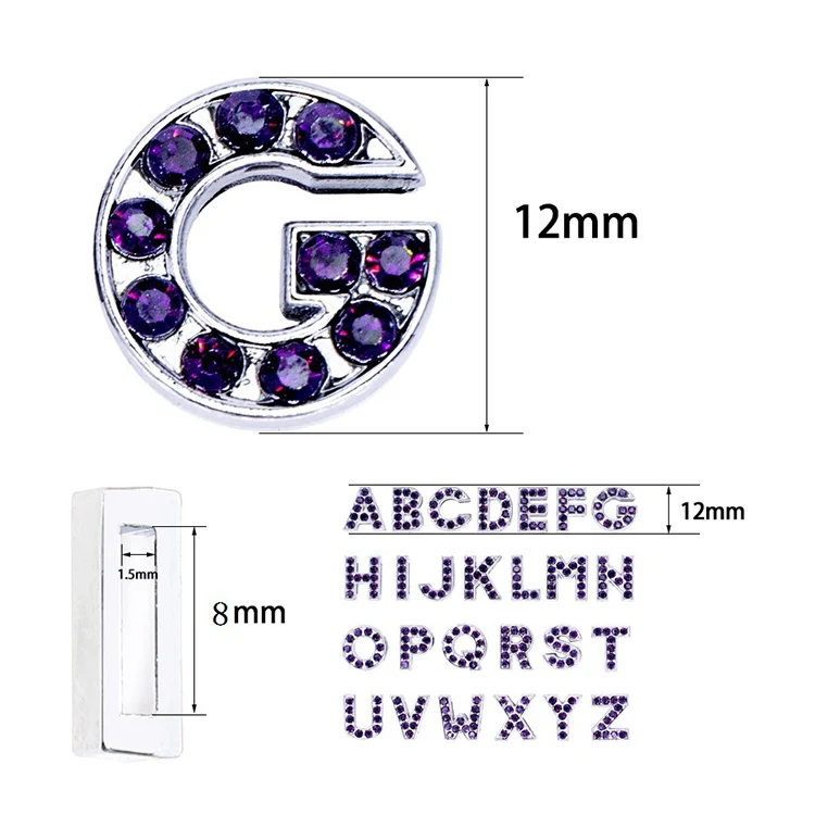 YN Rhinestone Letter Sliders Charm Alphabet Letter Alloy Charm with Slide Wristbands Set for DIY Craft Bracelet Jewelry Making