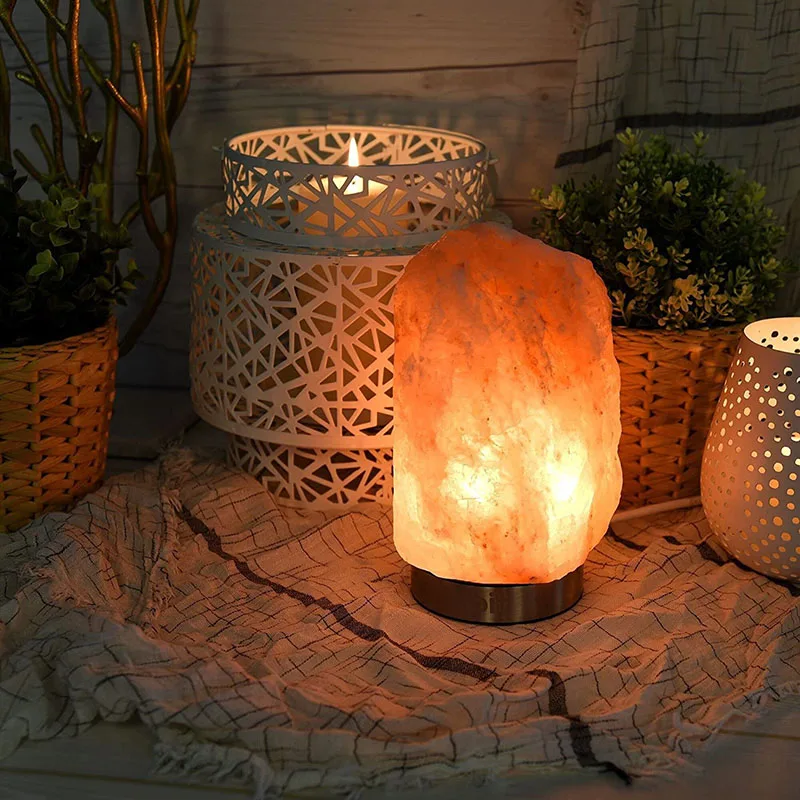 
Pakistan Himalayan Natural Crystal Rock Stone Pink Salt Lamp with Dimmer Switch 
