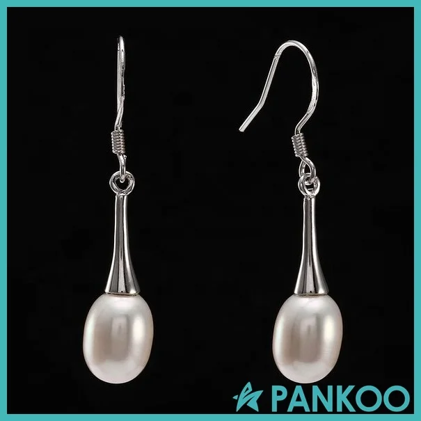 Custom 925 sterling silver water drop shape AAAAA natural freshwater pearl  dangle hook earrings for women jewelry